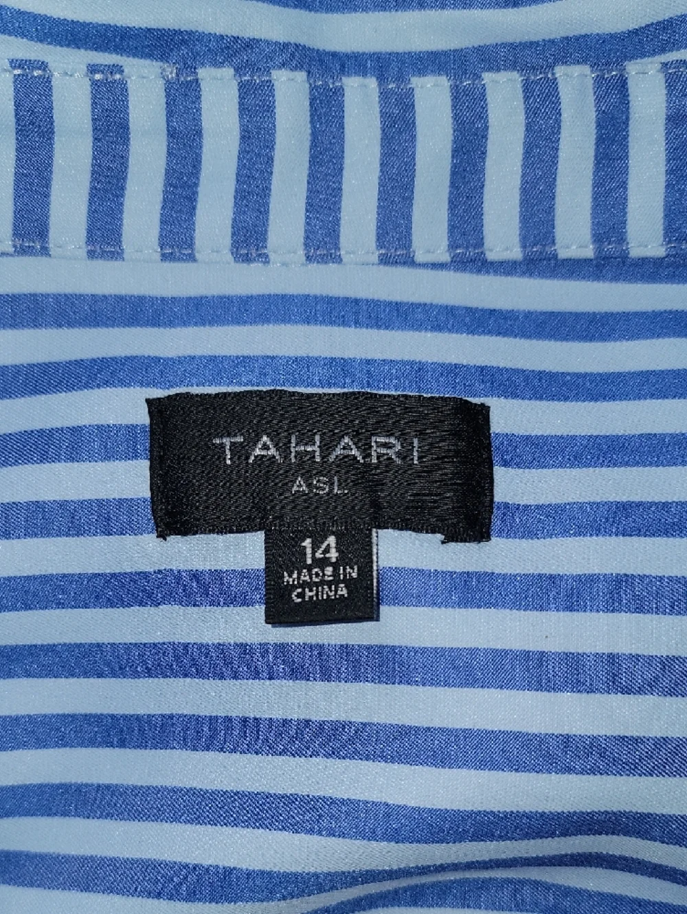 Tahari ASL Striped Wrap Shirtdress in Light Blue - Picture 10 of 11
